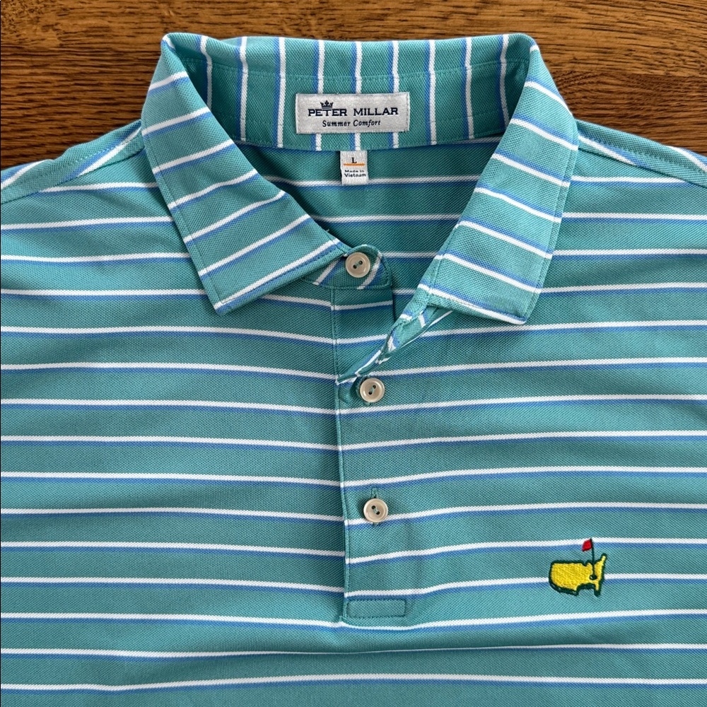 Peter Millar Masters Polo Green Stripes